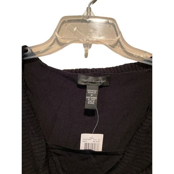Cable & Gauge Top Women's Medium Black Viscose Loose Turtleneck Short Sleeve - Picture 3 of 4